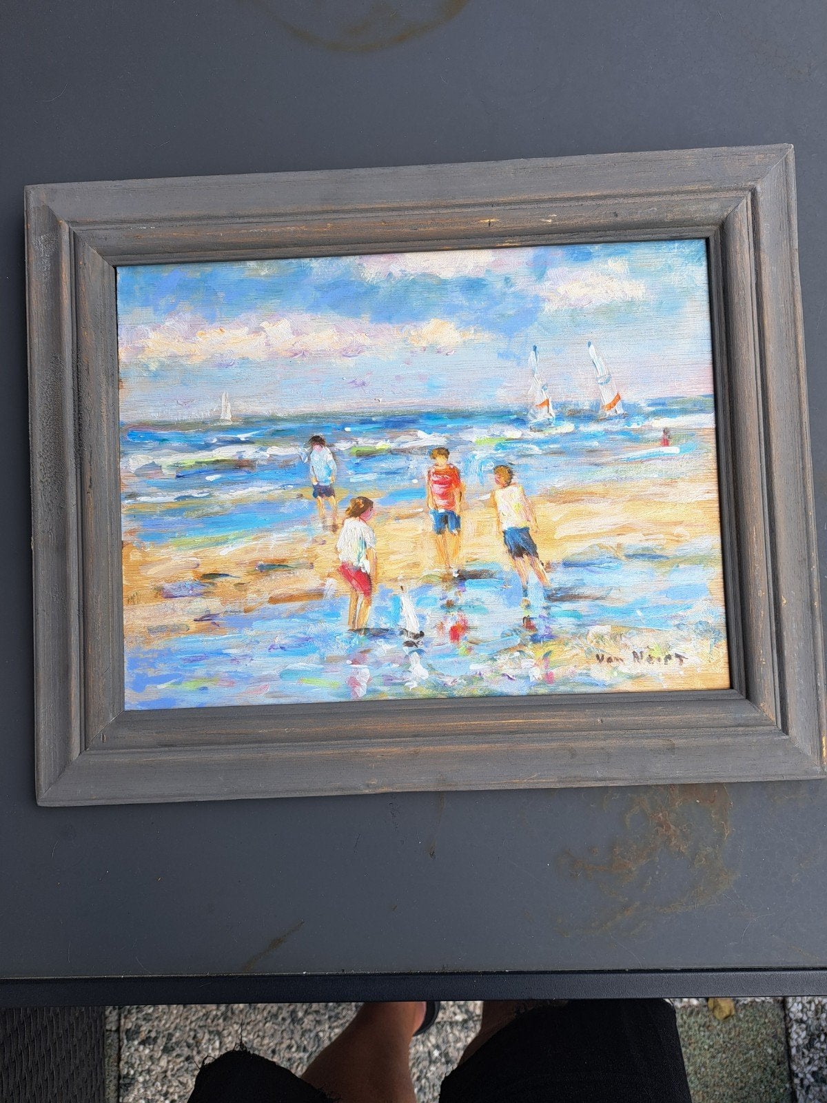 Schilderij 'Kinderen op het strand' van Van Noort, Antiek en Kunst, Ophalen of Verzenden