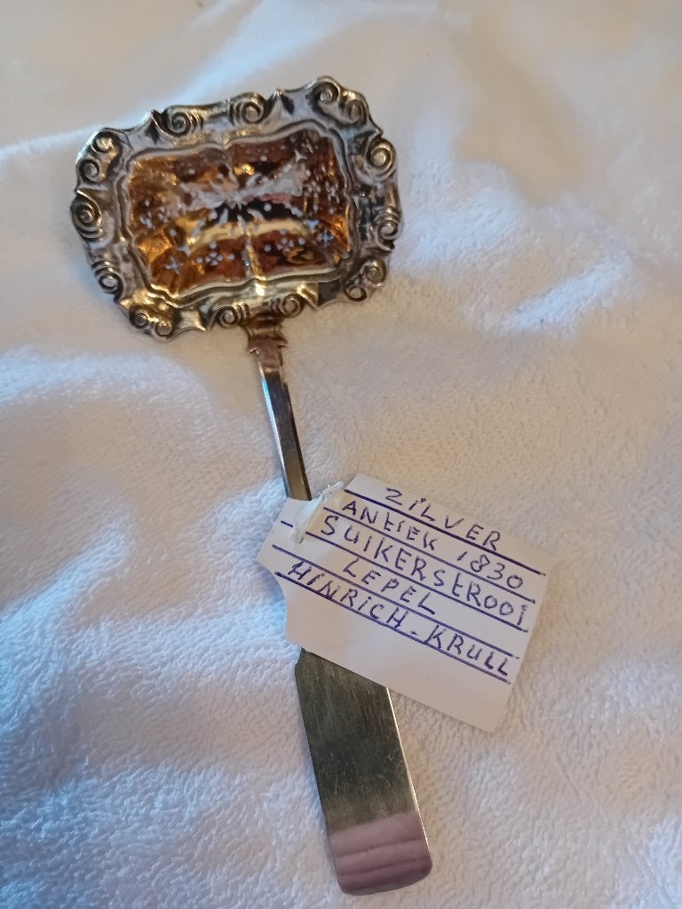 antiek zilver suiker srooilepel, Verzenden, Zilver