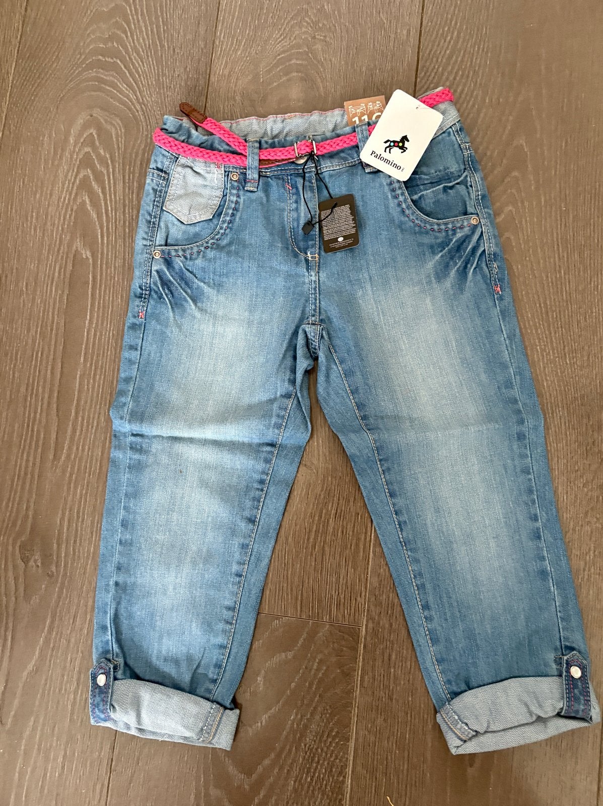 Nieuwe Palomino spijkerbroek mt 116 met roze riem, Ophalen of Verzenden, Nieuw, Meisje, Broek