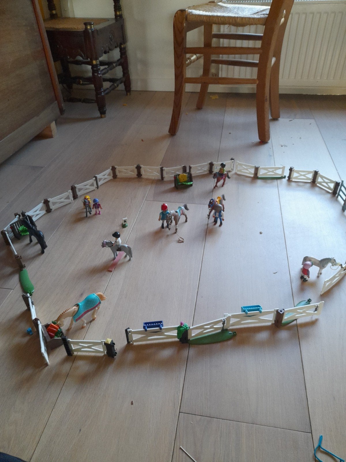 Playmobil Paardenweide met 9 Paarden en 6 Poppetjes, Gebruikt, Complete set, Overige typen, Ophalen of Verzenden