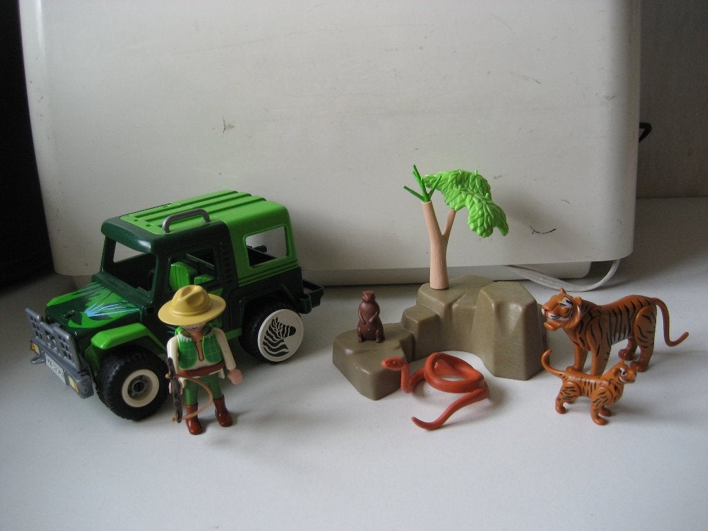 playmobil ranger met tijgers bij auto op rots, Ophalen of Verzenden, Gebruikt