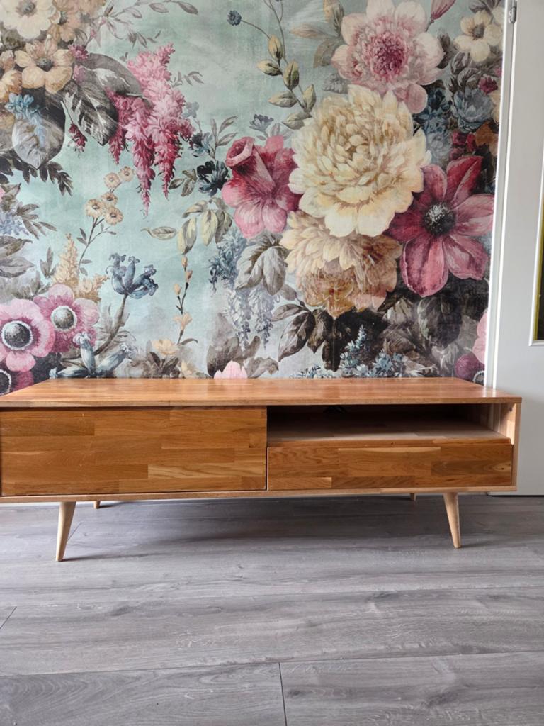 Prachtig Karwei TV-meubel met ingelegd hout, Ophalen, 100 tot 150 cm, Zo goed als nieuw, Minder dan 100 cm