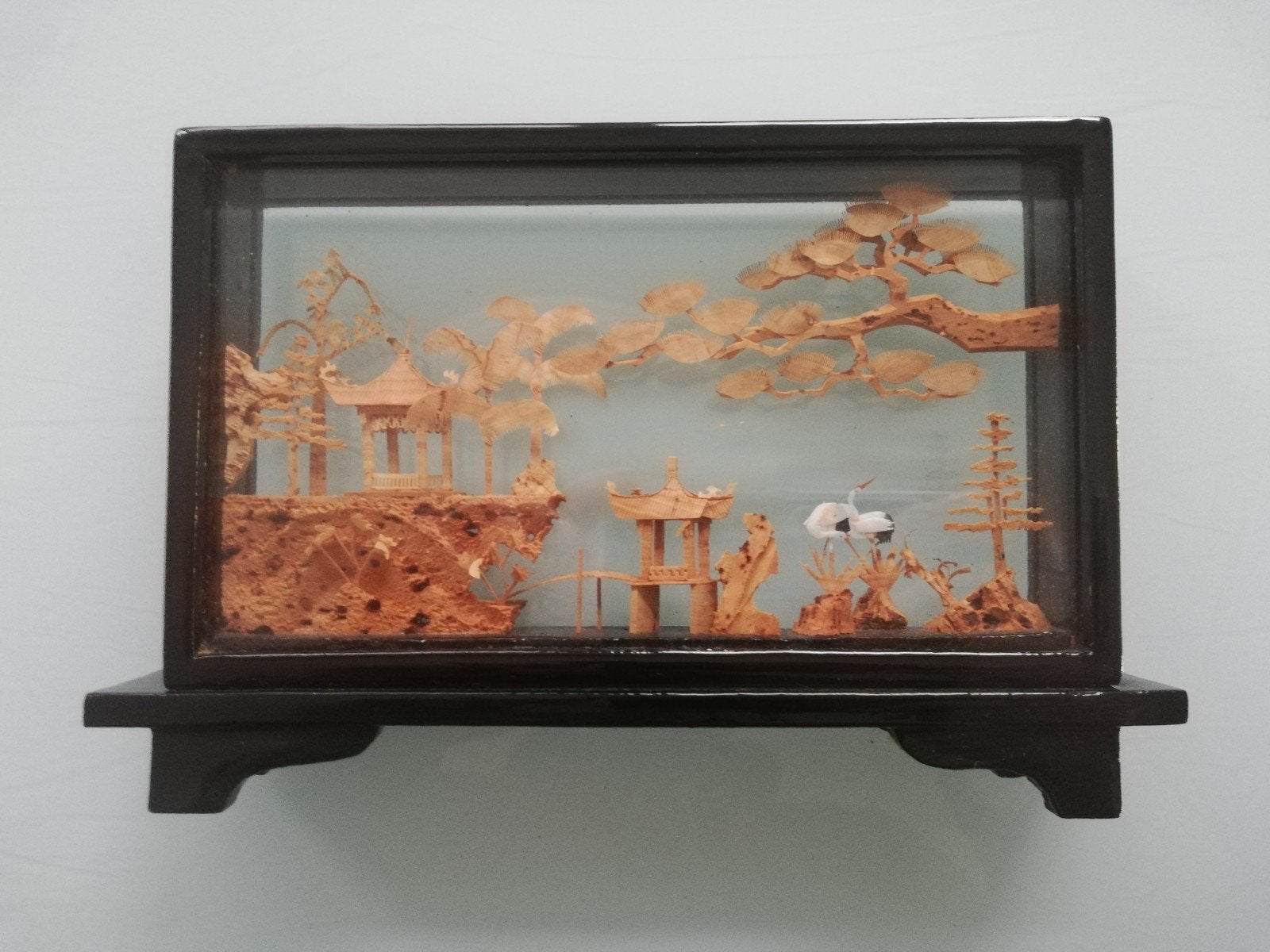 Vintage Chinees miniatuur kurk diorama., Hout, Gebruikt, Ophalen of Verzenden, Oosters
