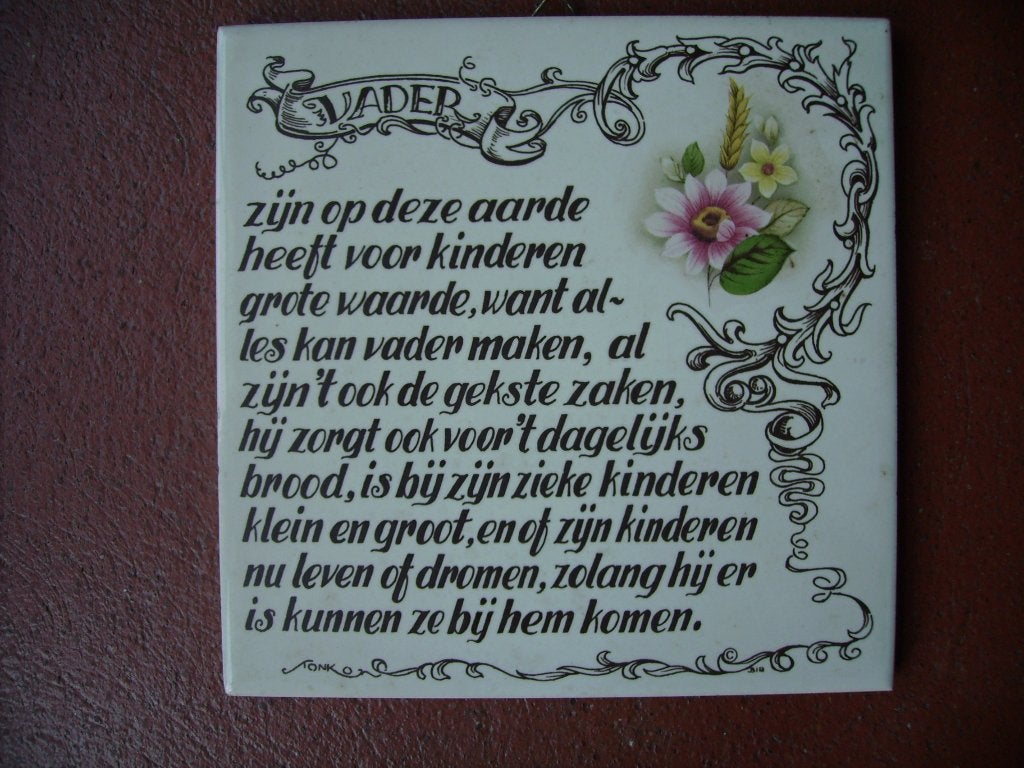 spreuktegel Vader wandtegel, Antiek en Kunst, Ophalen of Verzenden
