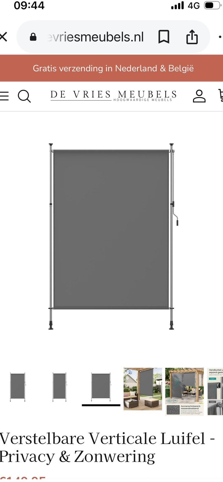 GRATIS vertikale zonwering. Licht grijs, Ophalen, Zo goed als nieuw, 200 cm of meer, 200 cm of meer