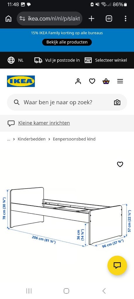 Ikea slakt 1 persoons bed, Ophalen, 90 cm, Eenpersoons, Wit