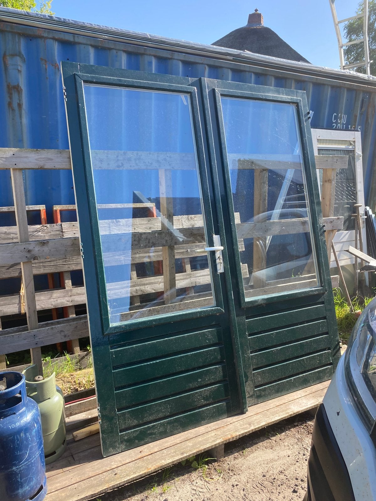 Hardt houten terras deuren 1760x211,5 hoog, Binnendeur, Ophalen of Verzenden, 200 tot 215 cm, Glas