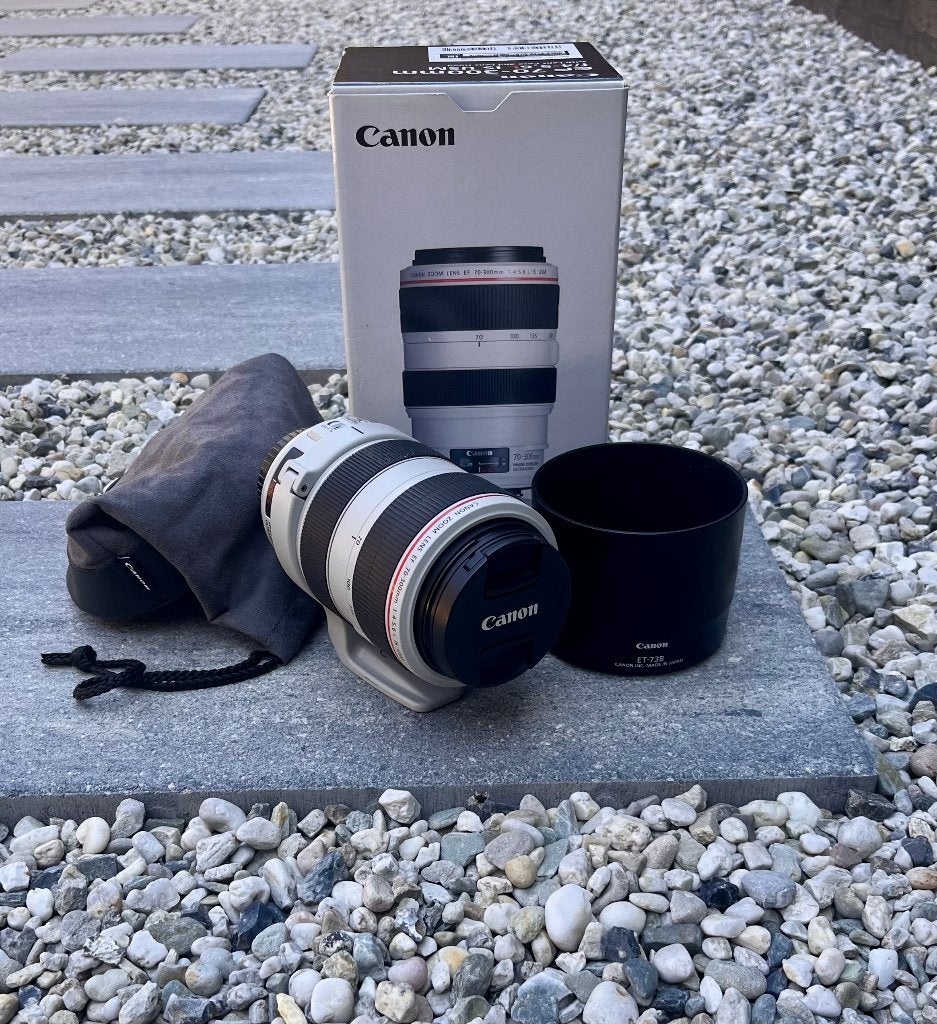 Canon EF 70-300mm f/4.0-5.6L IS USM + statiefgondel, Canon, Zo goed als nieuw, 300 mm, Canon EF