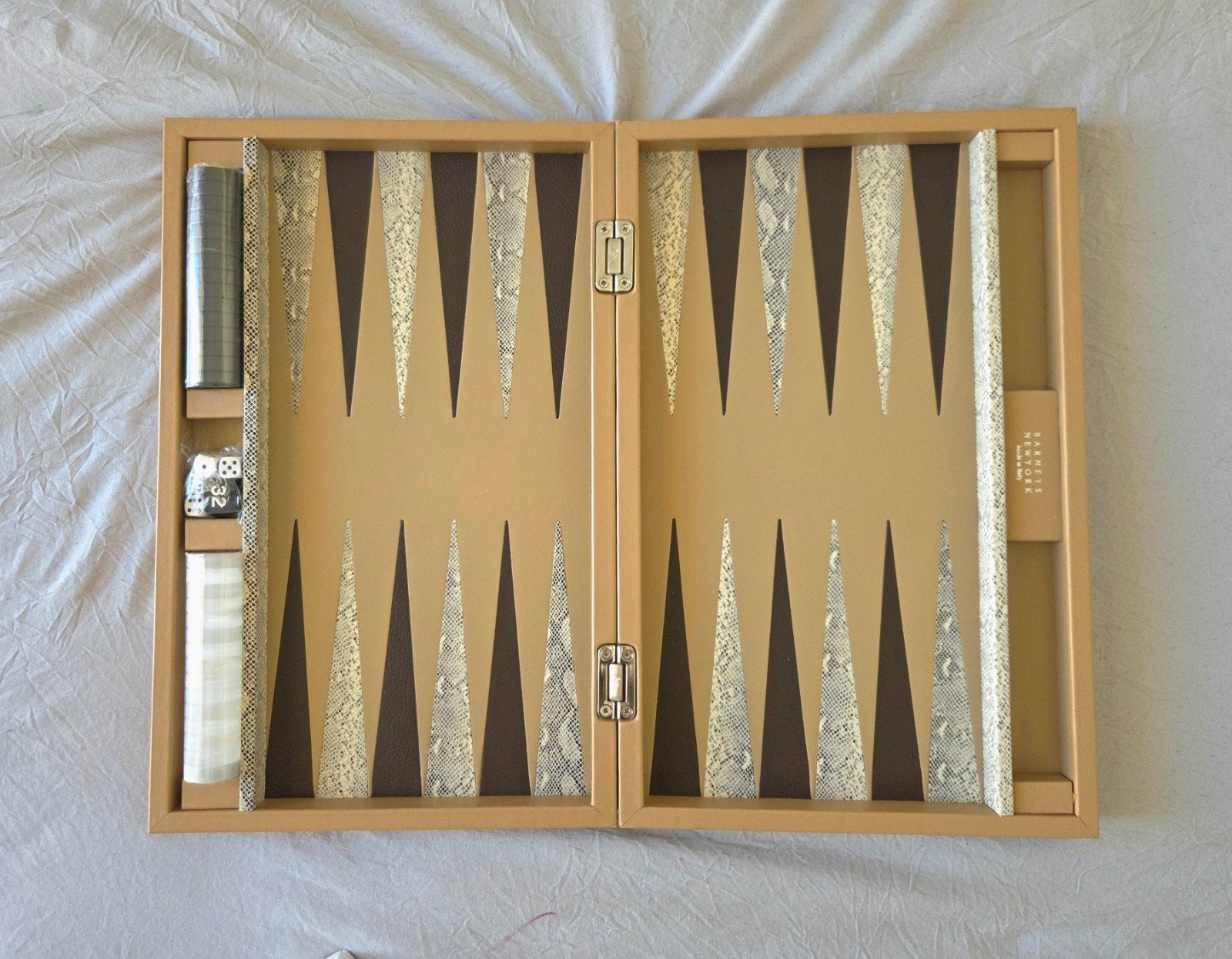 Luxe Backgammon Set - Barneys New York, Hobby en Vrije tijd, Een of twee spelers, Ophalen of Verzenden, Zo goed als nieuw, Barneys New York