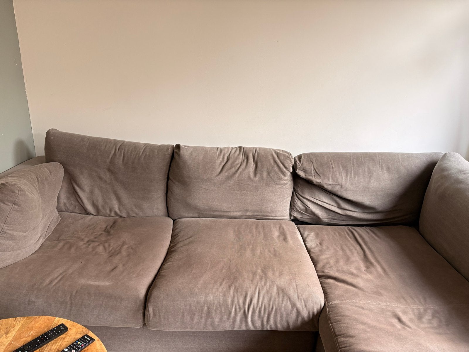 Comfortabele Hoekbank - Gebruikt, Huis en Inrichting, Ophalen, 250 tot 300 cm, Gebruikt, 125 tot 150 cm