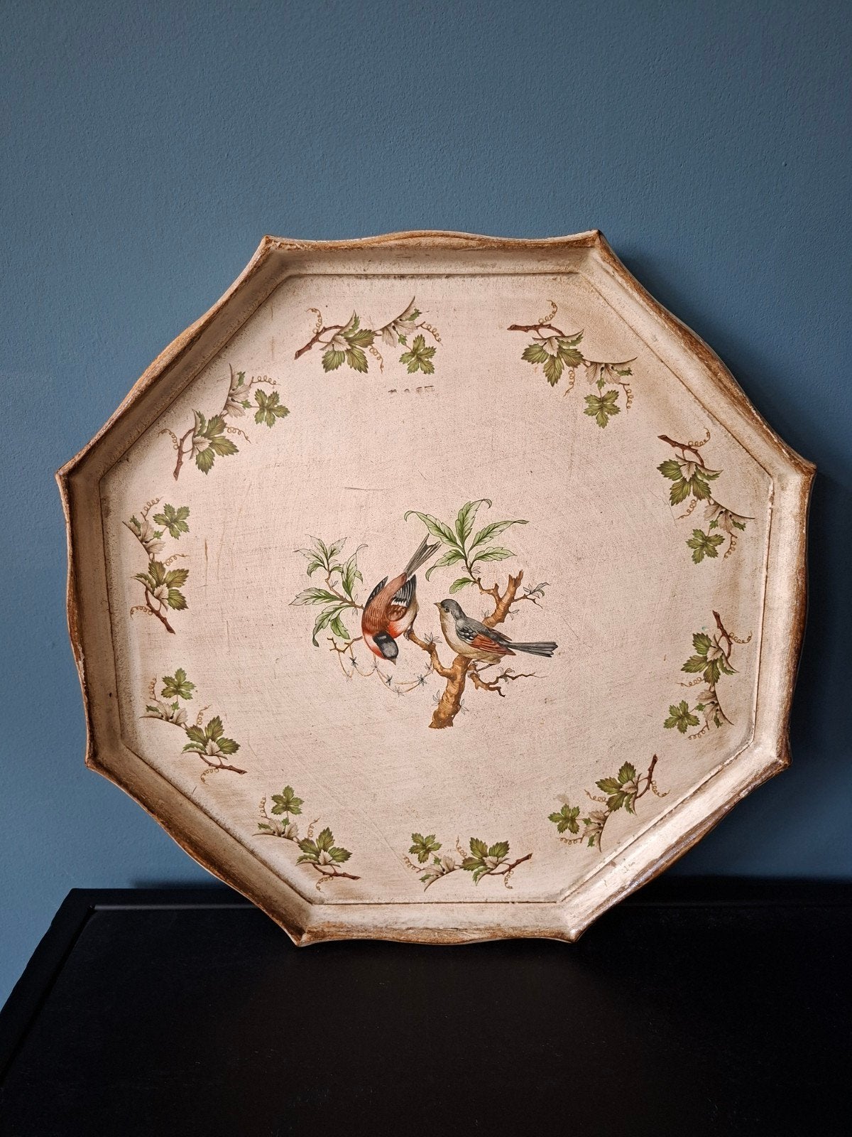 Italiaans dienblad met vogels, Antiek en Kunst, Curiosa en Brocante, Ophalen of Verzenden