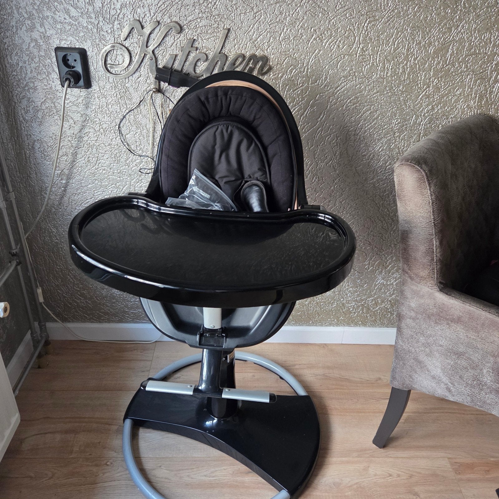 Bloom Fresco kinderstoel - Zwart met gouden en zwarte inleg, Kinderen en Baby's, Kinderstoelen, Ophalen of Verzenden, Gebruikt