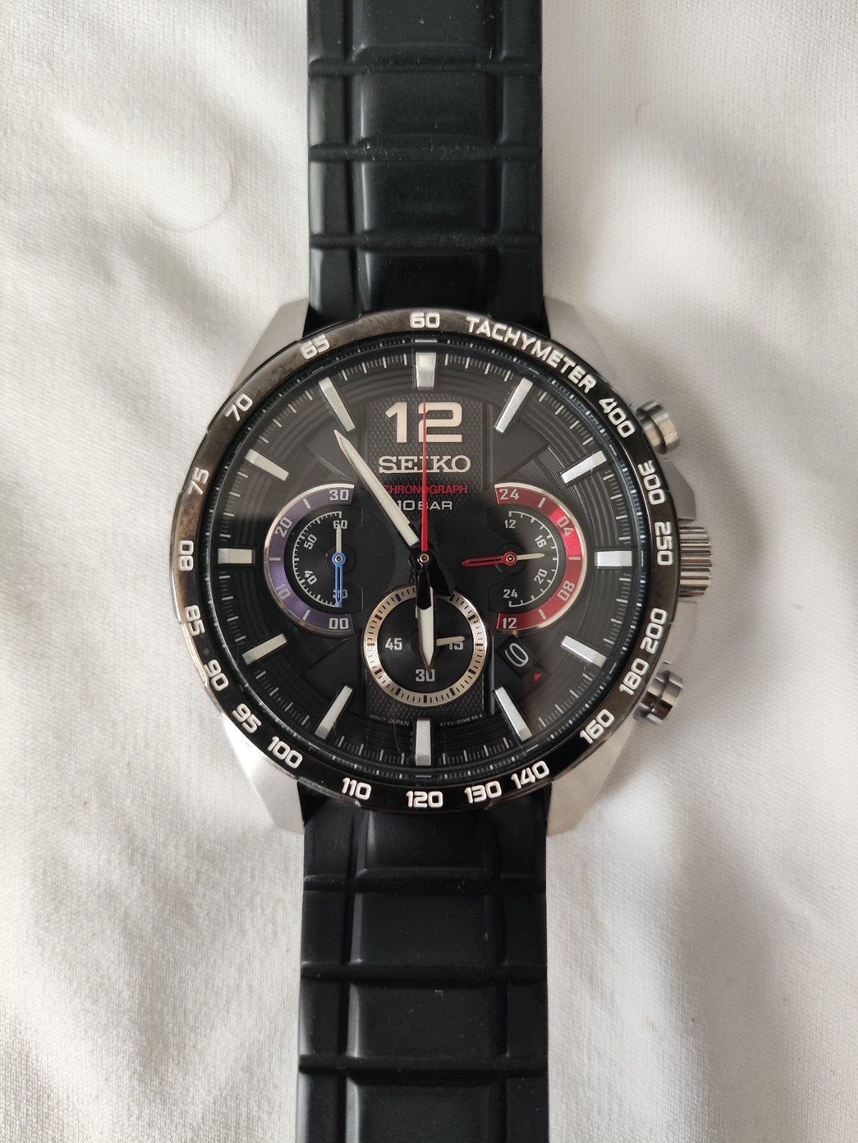 Seiko Chronograaf Solar Herenhorloge  l, Seiko, Polshorloge, Kunststof, Ophalen of Verzenden