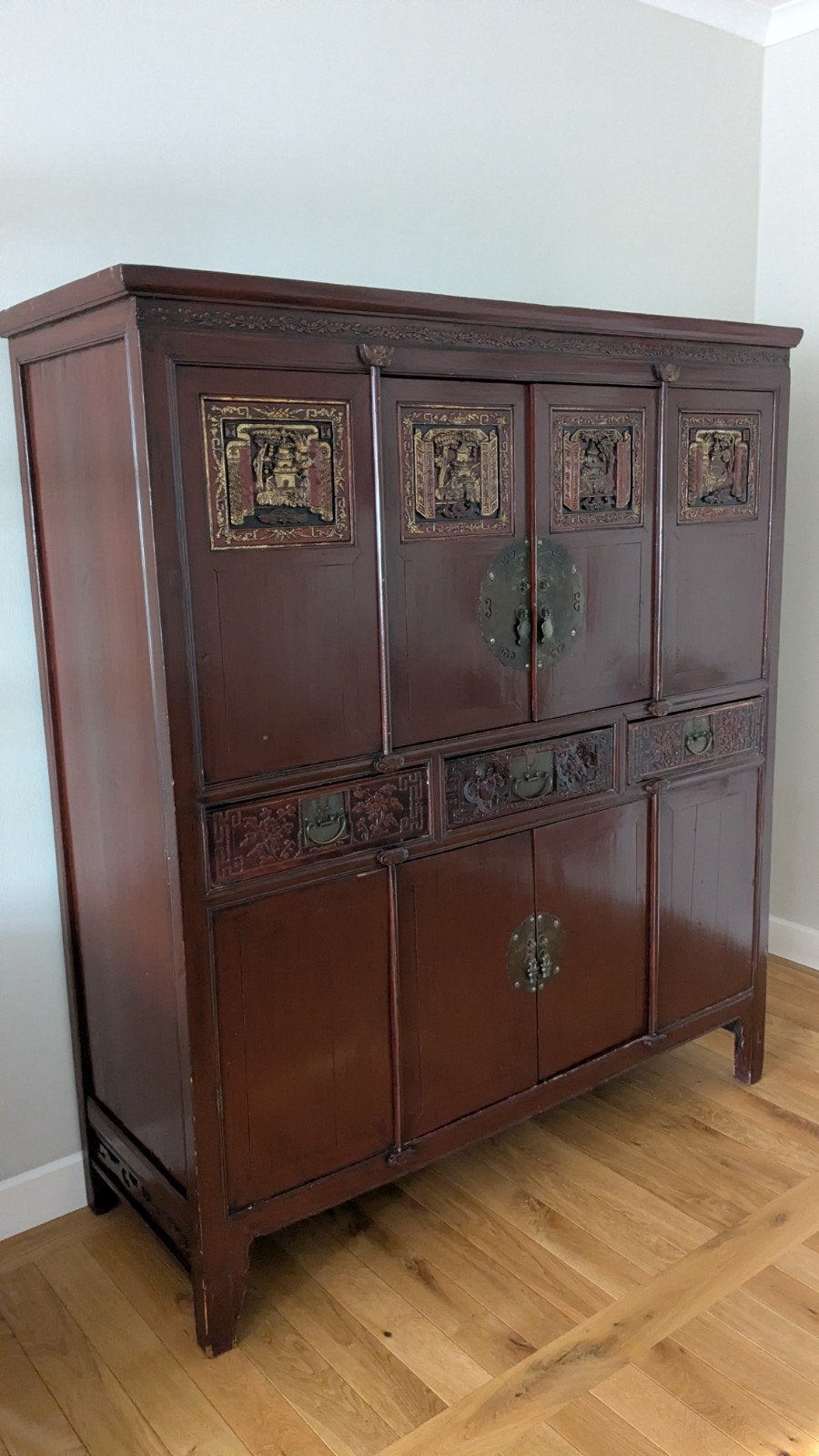 Antieke Chinese Kast met Handgesneden Details, Ophalen