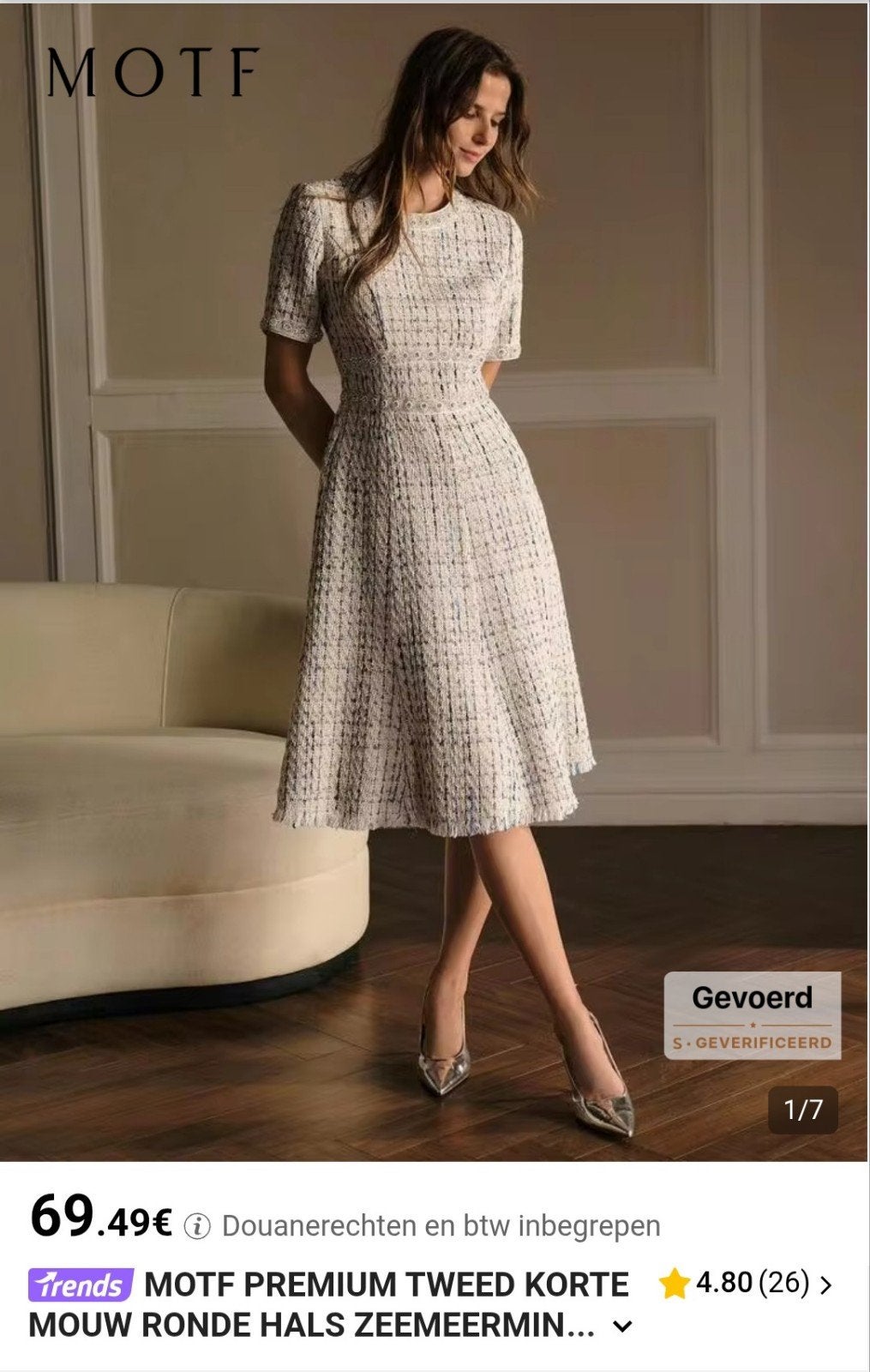 MOTF Premium Tweed Midi-jurk (Nieuw met kaartjes!) Maat m, Ophalen of Verzenden, Nieuw, Overige typen