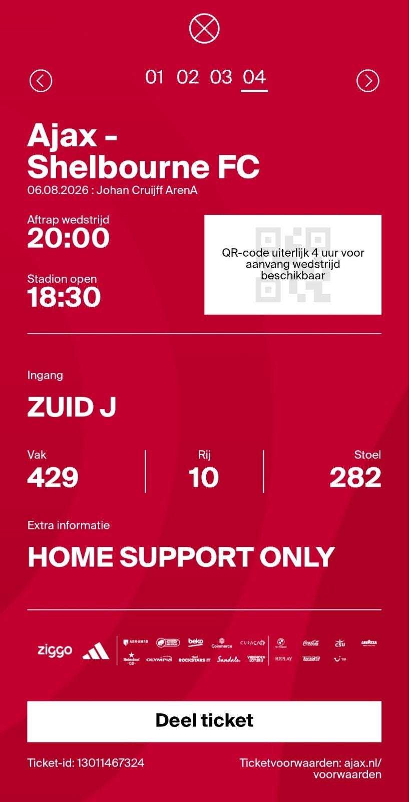 ajax - shelbourne, Tickets en Kaartjes, Losse kaart, Twee personen, Augustus, Europa of Champions League