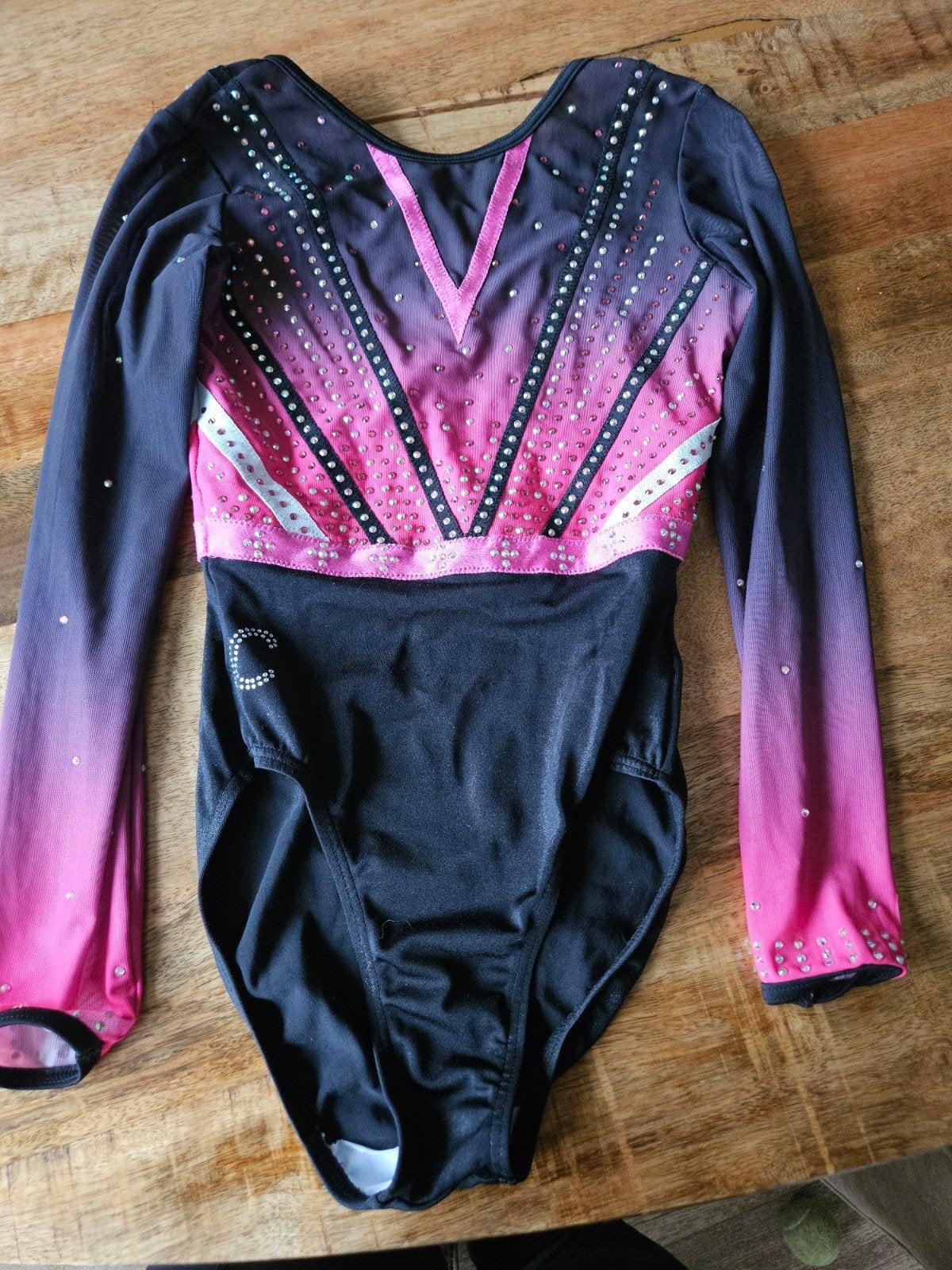 Zwart/rose turnpakje maat 152/158 merk Cek., Sport en Fitness, Turnen, Zwart, Ophalen of Verzenden, Zo goed als nieuw, Turnpak(je)