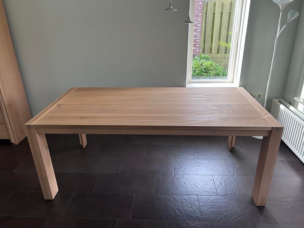 Eettafel geschuurd eiken nieuw !!!!!onderdeel van set !!, Ophalen, Nieuw, Rechthoekig, 150 tot 200 cm