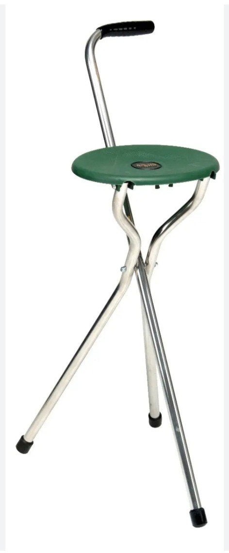 Wandelstok Trio Maxi. Wandelstok met stevig groen zitje, Ophalen