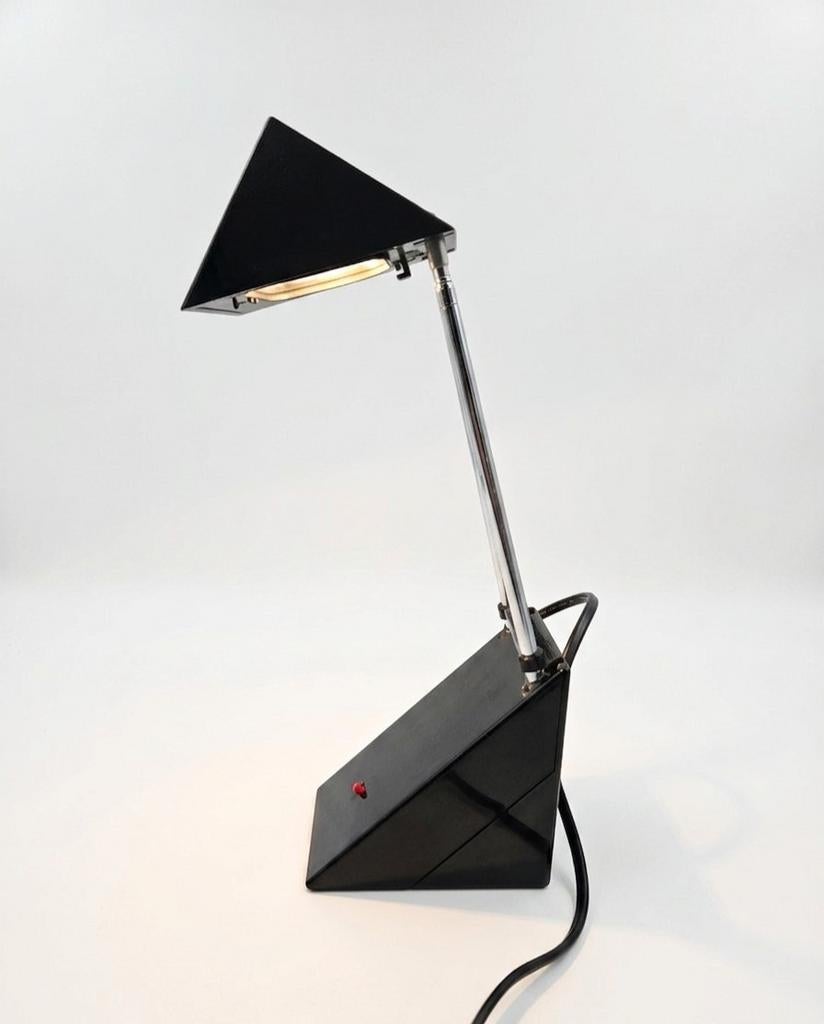 Vintage Bureaulamp Jaren '80 - Memphis Stijl Zwart/Chroom, Antiek en Kunst, Ophalen of Verzenden