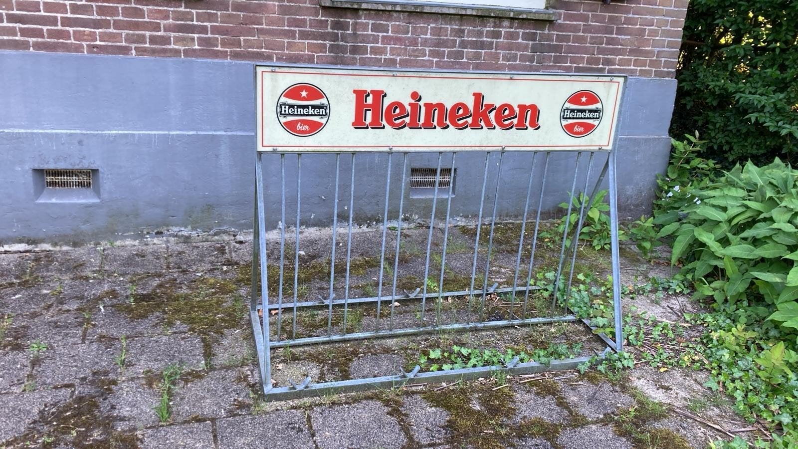 Vintage Heineken fietsenrek - Uniek item!, Fietsen en Brommers, Fietsaccessoires | Fietsenrekken, Ophalen