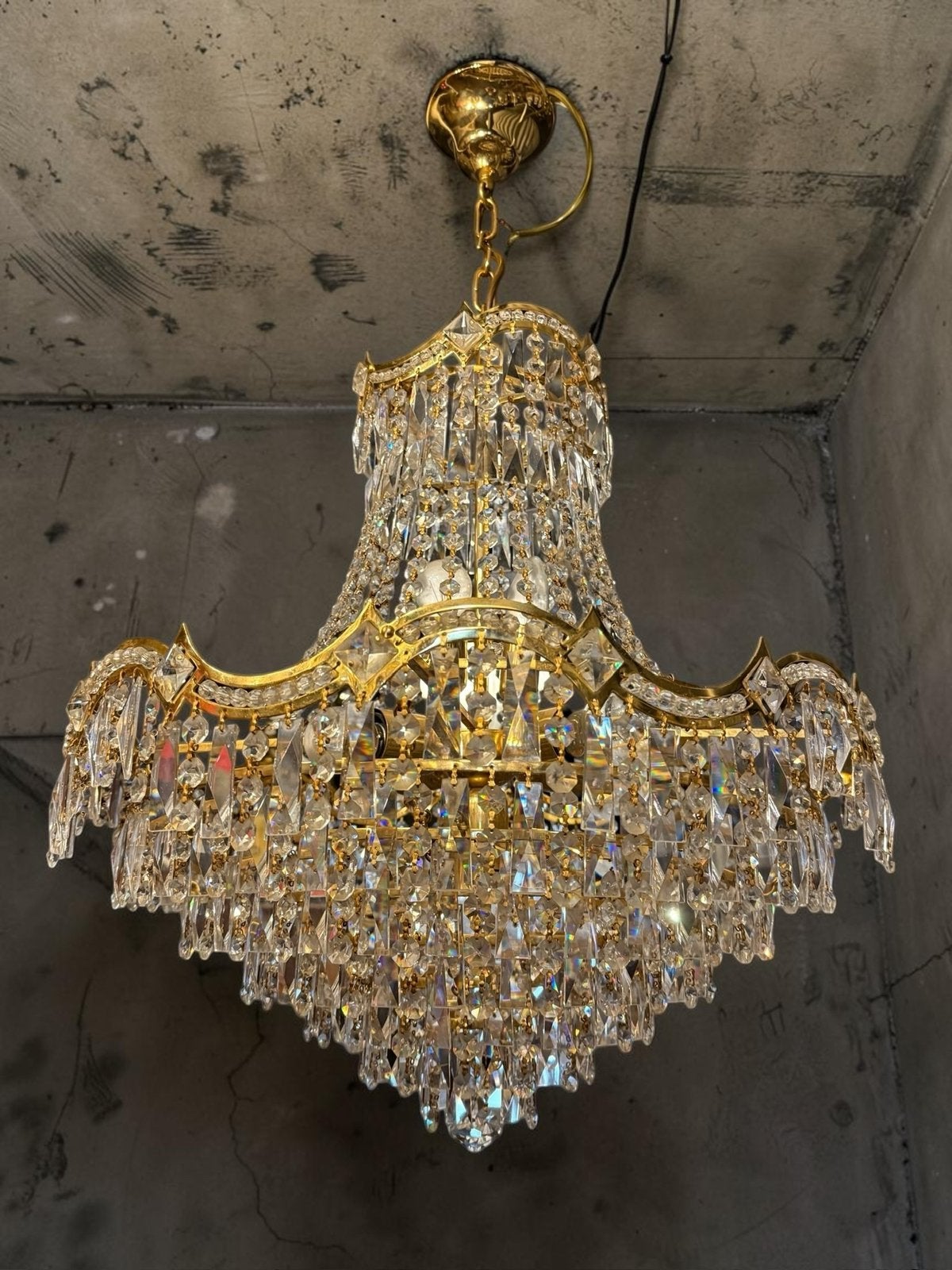 Schitterende vintage kristallen lamp, Ophalen of Verzenden, Zo goed als nieuw, Glas