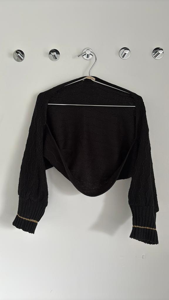 Gebreide Bolero met Goud Randje op Mouwen, Ophalen of Verzenden, Gedragen, Maat 38/40 (M), Zwart