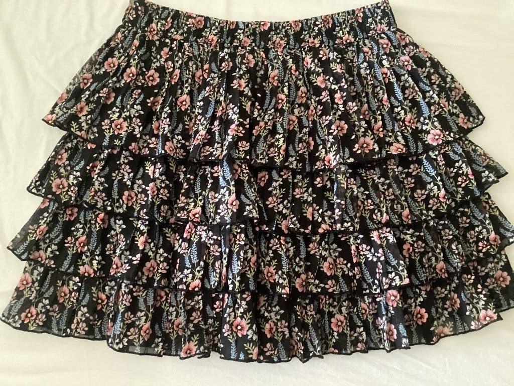 Rok  rokje my jewellery maat s bloemprint geplooid, Zwart, Zo goed als nieuw, Boven de knie, Ophalen