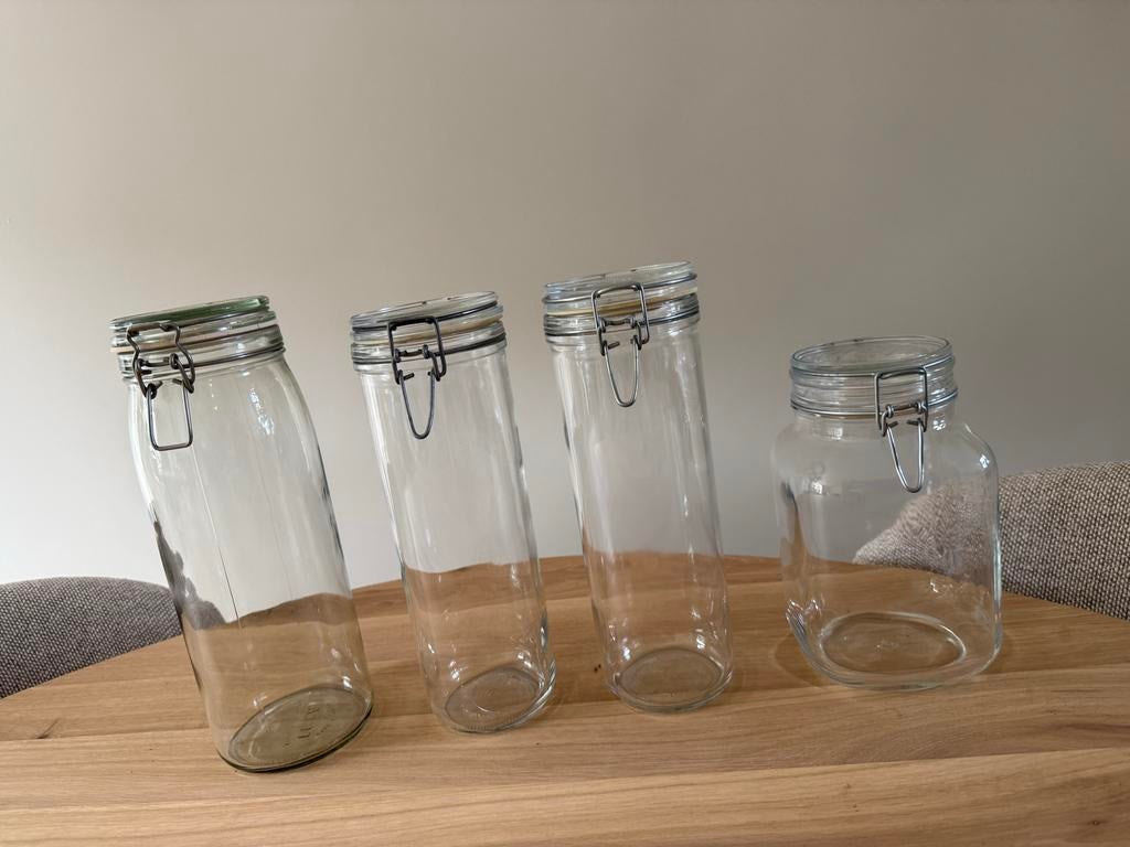 4 Weckpotten: 1x IKEA, 3x Frido (incl. 2L pot), Huis en Inrichting, Keuken | Keukenbenodigdheden, Ophalen, IKEA, Voorraadpot, Glas