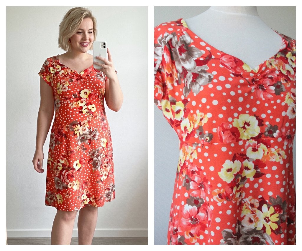 Expresso - NIEUW - prachtige jurk met bloemen koraal maat XL, Maat 46/48 (XL) of groter, Nieuw, Boven de knie, Rood