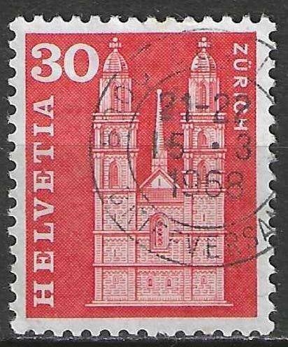 Zwitserland 1960-1963 - Yvert 648 - Kathedraal Zurich (ST), Verzenden, Gestempeld