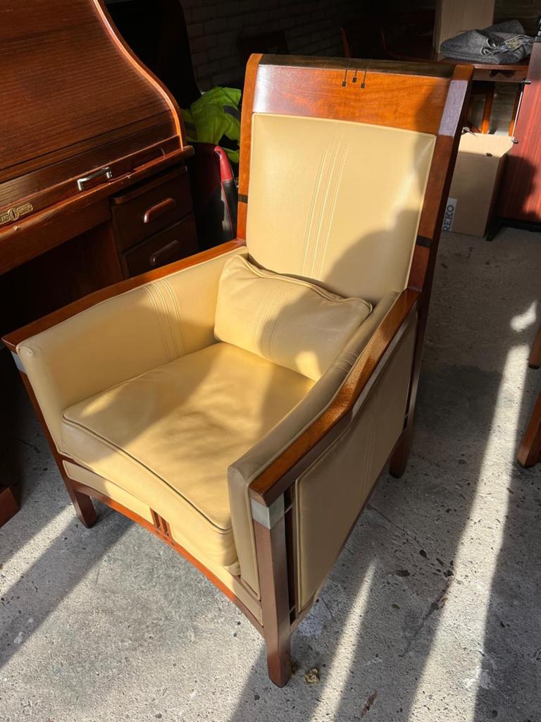 Schuitema fauteuil met lederen bekleding, Antiek en Kunst, Ophalen of Verzenden
