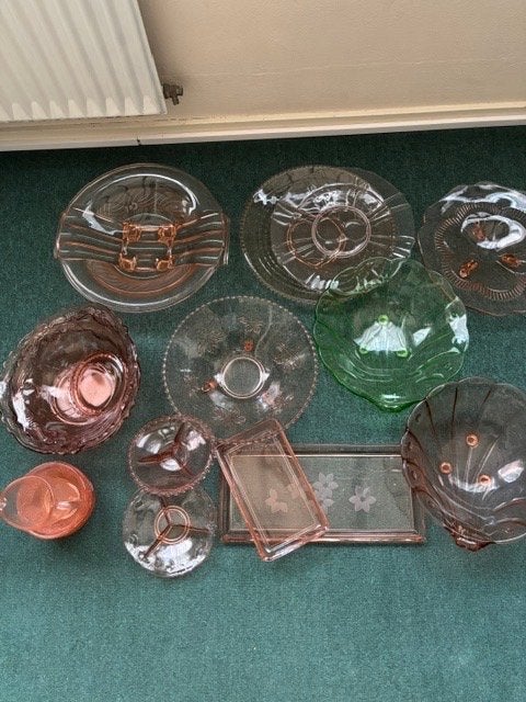 Vintage Glaswerk Collectie: Roze en Groene Schalen, Ophalen