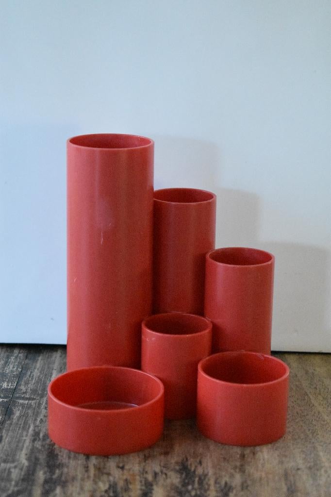 Desk - bureau organizer pennenbak spage age rood jaren 70, Ophalen of Verzenden, Gebruikt