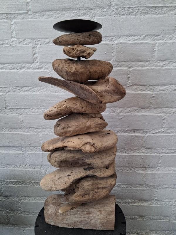 Ibiza Beach Wood stone candle kaarsenhouder, Verzenden, Nieuw, Overige materialen