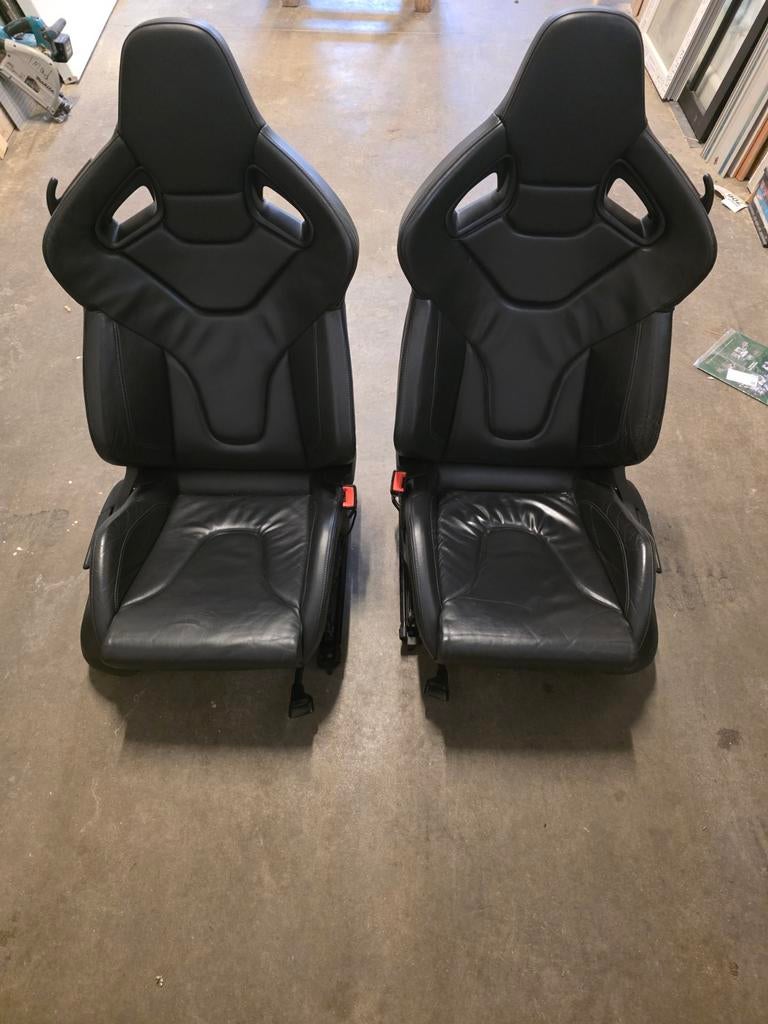 Recaro Schaalstoelen Audi RS - Zwart Leder, Auto-onderdelen, Ophalen of Verzenden, Gebruikt, Audi