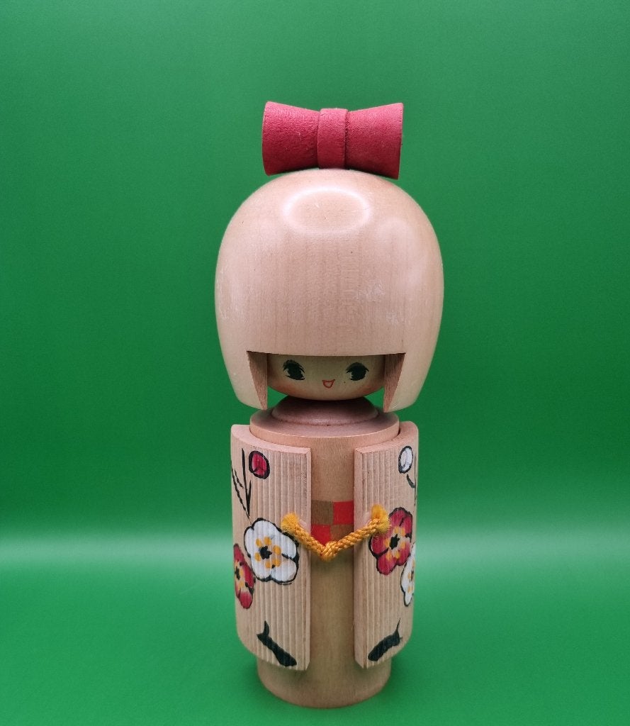 Mooie grote Kokeshi van Tomio Ishida (18 cm), Hout, Geschilderd, Ophalen of Verzenden, 18 cm
