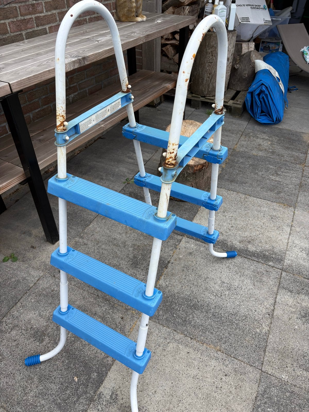 Groot opzetzwembad met ladder, 10 jaar oud, Ophalen, Gebruikt, 200 tot 300 cm, 80 tot 120 cm