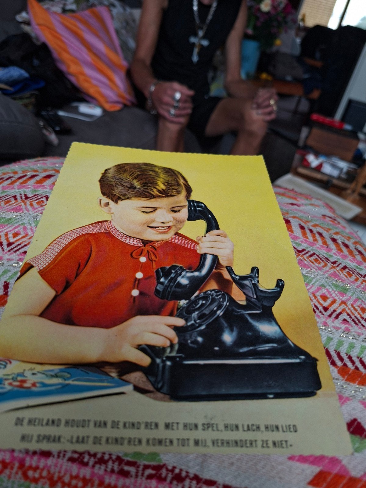 Vintage Ansichtkaart: Jongen aan de Telefoon (Jaren '40-'60), Ophalen, 1940 tot 1960, Gelopen, België en Luxemburg