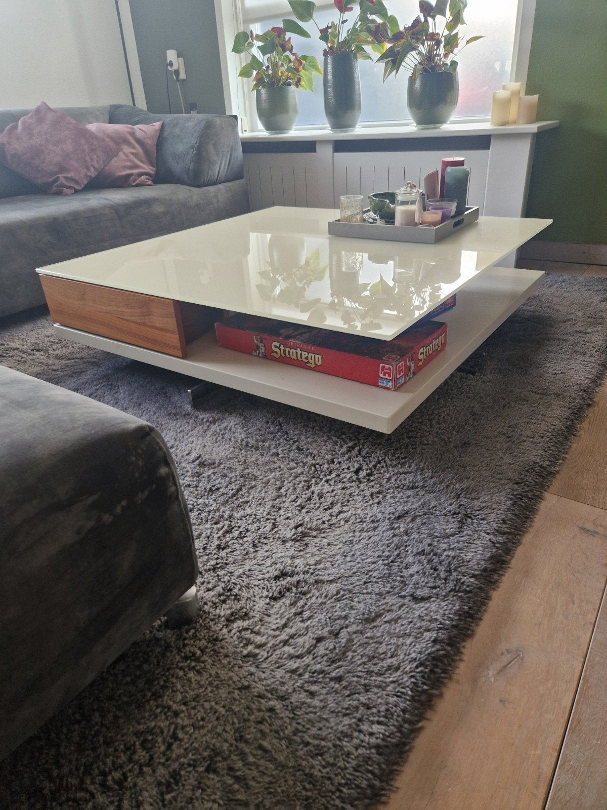 Hülsta CT 90 Lilac 110X110 salontafel, Huis en Inrichting, Ophalen, Vierkant, Zo goed als nieuw, 100 tot 150 cm