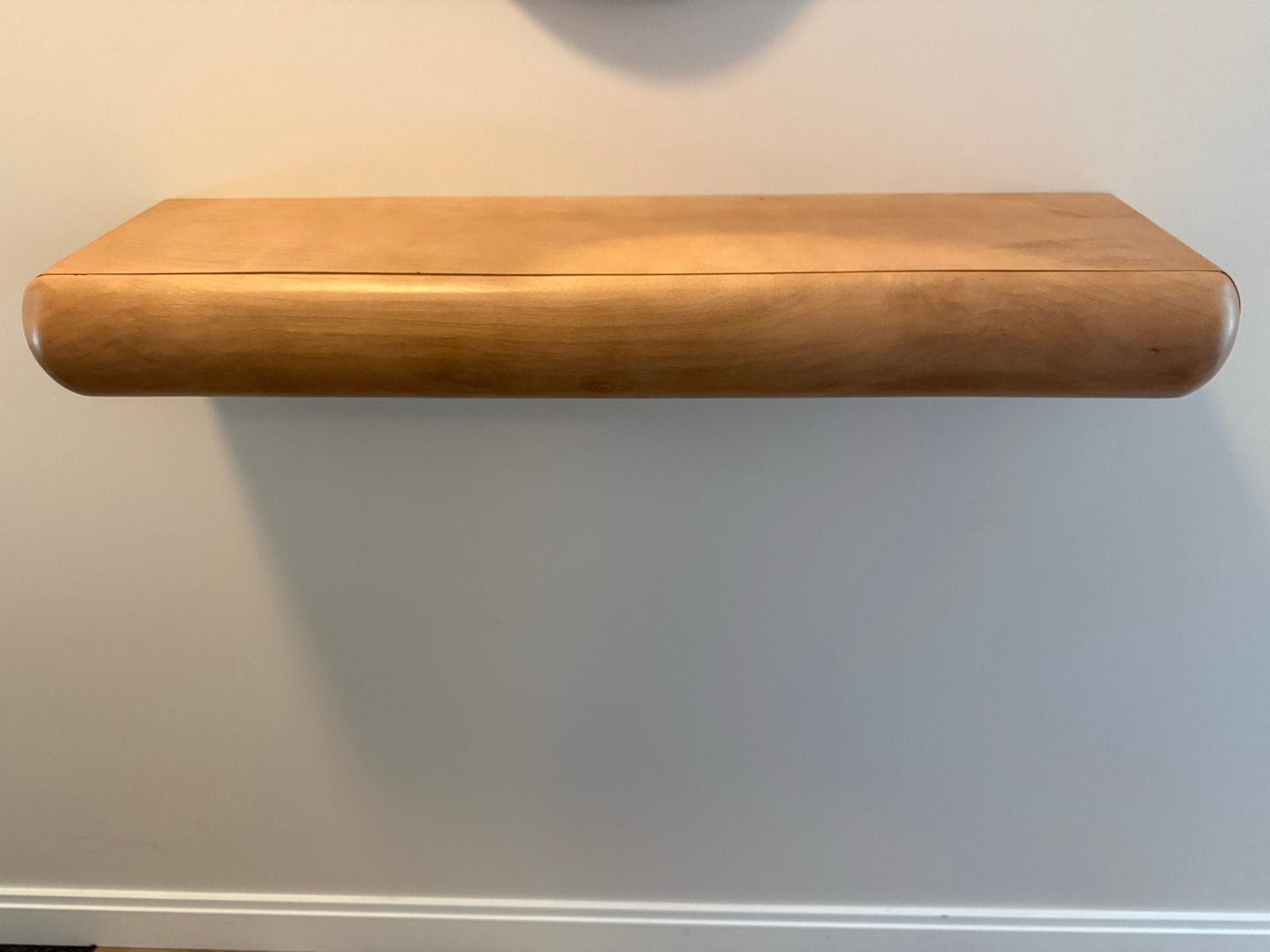 Zwevende wandplank met lade - Mangohout, Ophalen, Zo goed als nieuw
