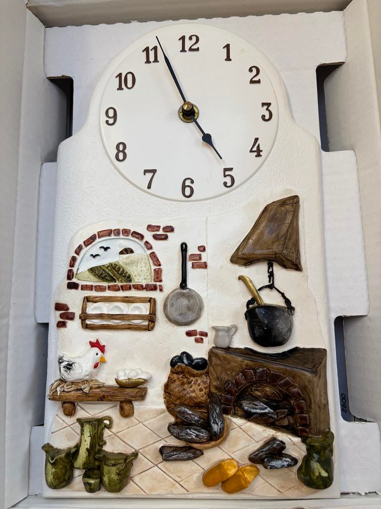 Wandklok met landelijk tafereel - Linder Terra-Studio, Ophalen of Verzenden