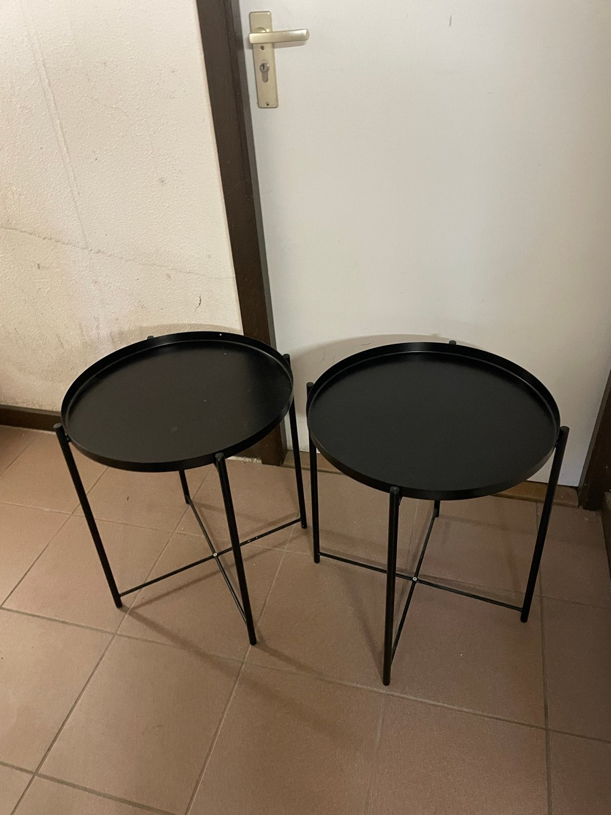 IKEA GLADOM Salontafels (set van 2) - Zwart, Minder dan 55 cm, Gebruikt, Metaal of Aluminium, Rond
