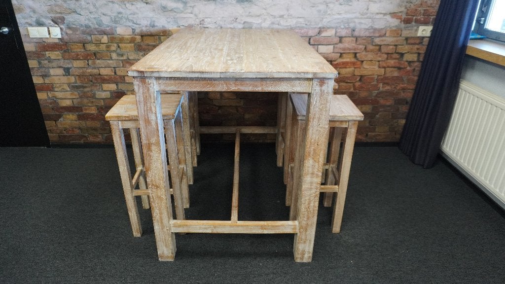 Bartafel met 4 krukken 140x90 cm, Huis en Inrichting, Ophalen, Gebruikt, Inclusief barstoelen