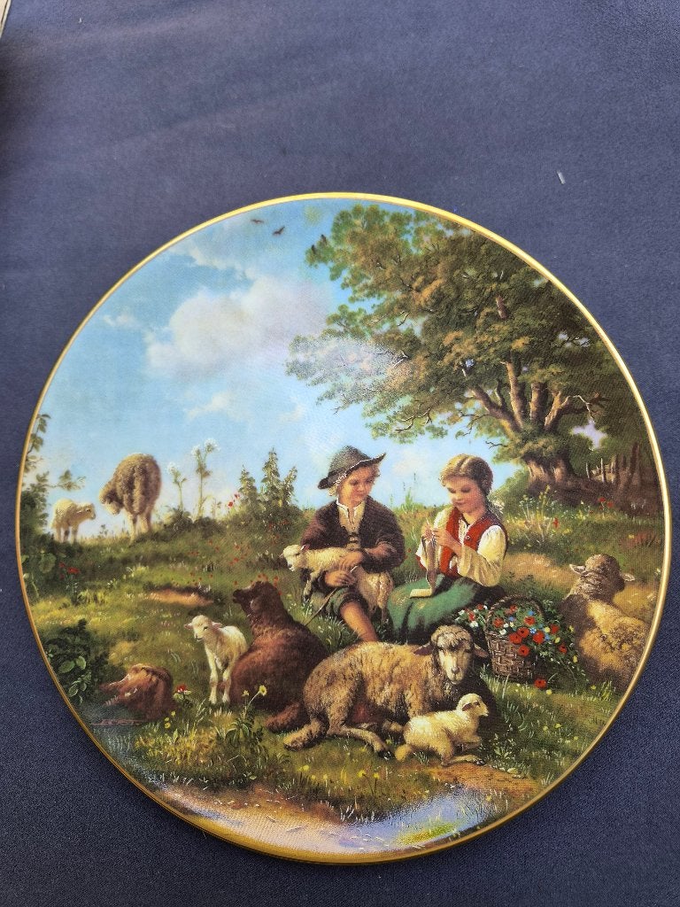 Sier/Wandbord "Besuch beim Hirtenjungen" Weimar Porzellan, Antiek en Kunst, Antiek | Porselein, Ophalen of Verzenden