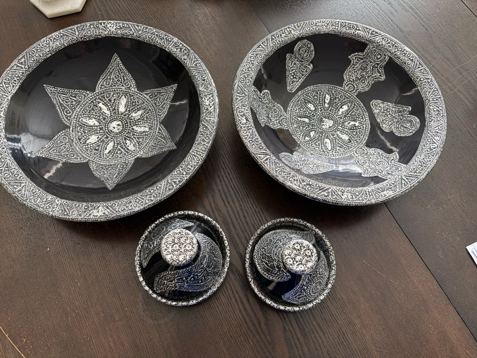 Decoratieve Marokkaanse schalen en tajine set, Ophalen, Porselein of Keramiek, Schaal, Rond