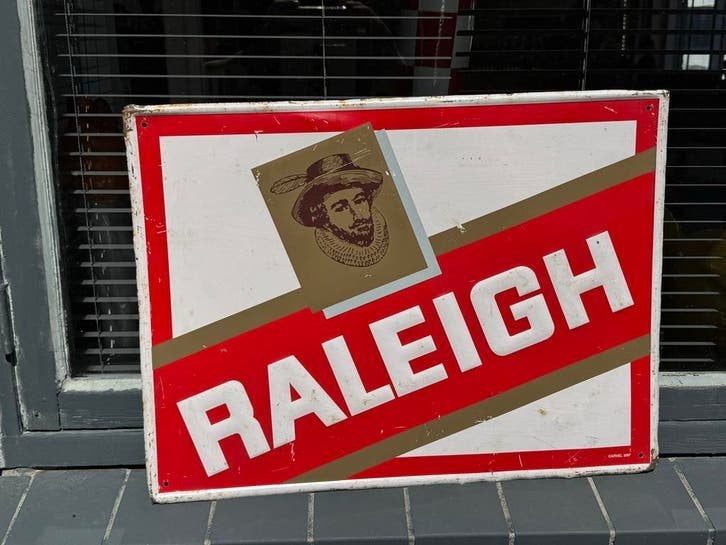 Vintage Raleigh Reclamebord - Fietsen, Verzamelen, Merken en Reclamevoorwerpen, Reclamebord, Gebruikt, ., Ophalen of Verzenden