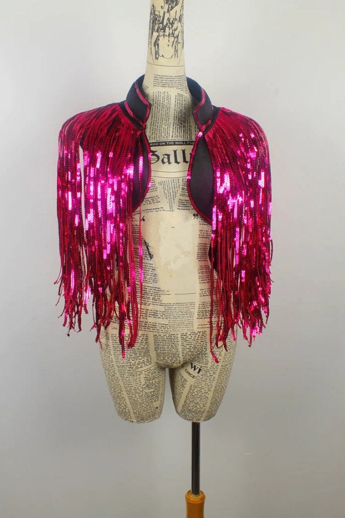 Roze dames glitter jas met kwastjes / glimmend jasje vrouwen, Kleding | Dames, Verzenden, Maat 42/44 (L), Nieuw, Overige thema's