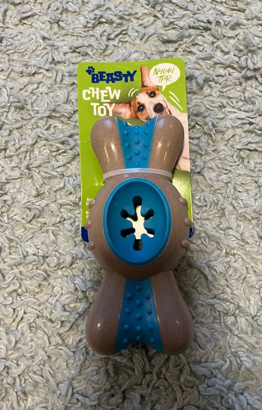 NIEUW, grijs/blauw honden bijtspeelgoed ‘bot’ van Beasty, Dieren en Toebehoren, Hondenspeelgoed, Nieuw, Ophalen of Verzenden