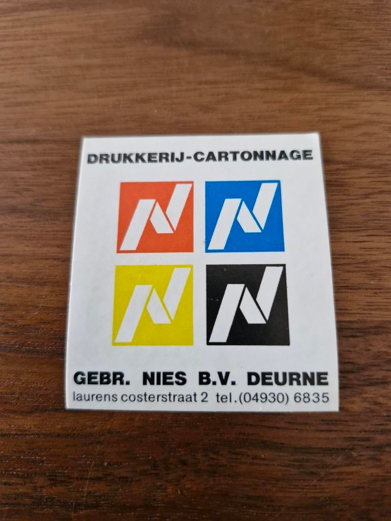 6770 Sticker Drukkerij-Cartonnage Gebr. Nies B.V. Deurne, Ophalen of Verzenden, Nieuw